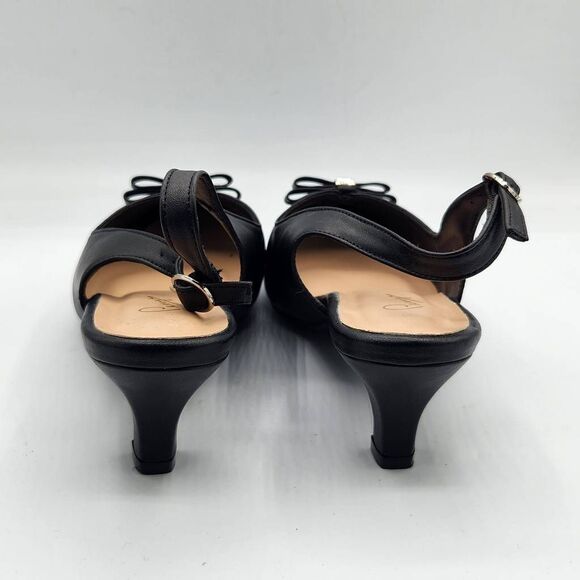 Peerage Sammy 2 Women's Wide Width 8.5 Slingback Low Heel Leather Dress Shoes - Picture 6 of 9